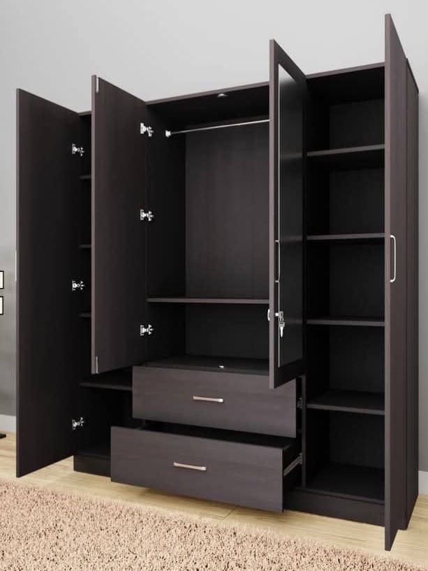 Walnut brown 4 doors & drawers with mirror wardrope